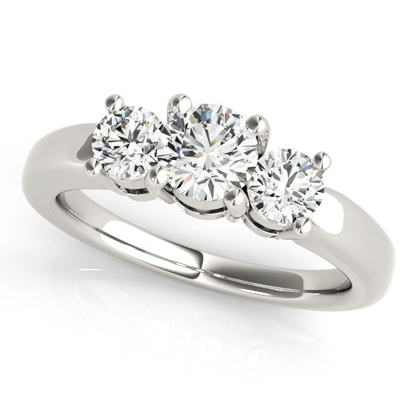 14k White Gold Timeless 3 Stone Round Diamond Engagement Ring (1 cttw) - The Best Accessory