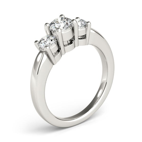 14k White Gold Timeless 3 Stone Round Diamond Engagement Ring (1 cttw) - The Best Accessory