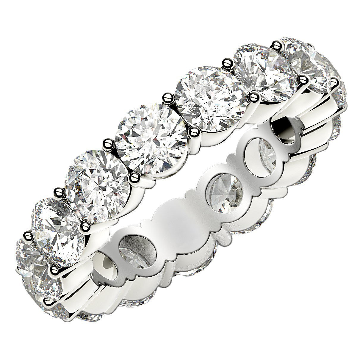 Round Cut Lab Grown Diamond Eternity Ring in 14k White Gold (5 cttw FG/VS2) - The Best Accessory