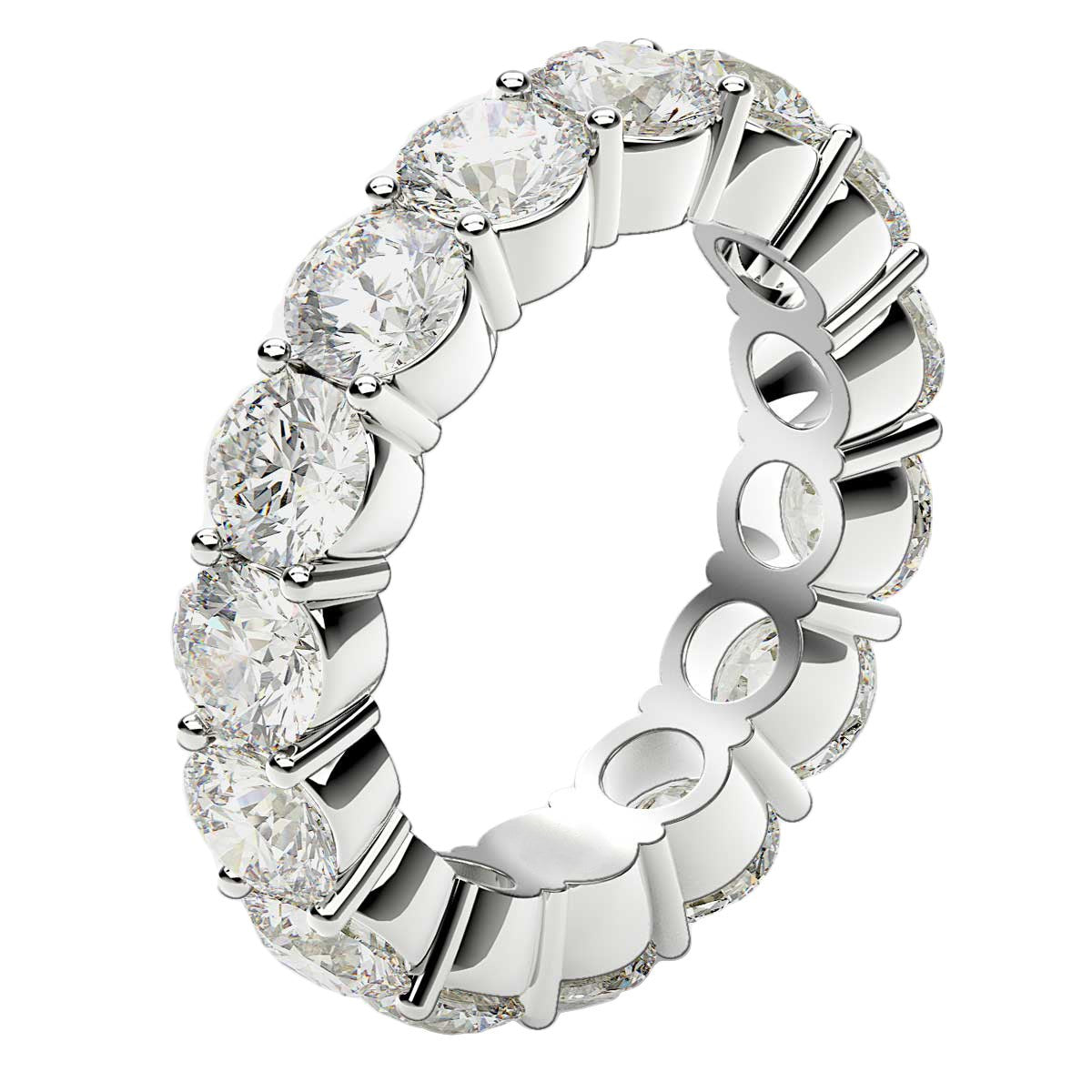 Round Cut Lab Grown Diamond Eternity Ring in 14k White Gold (5 cttw FG/VS2) - The Best Accessory