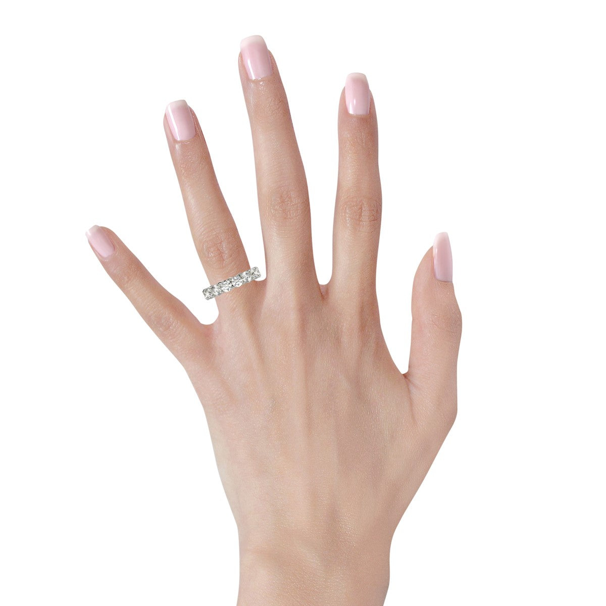 Round Cut Lab Grown Diamond Eternity Ring in 14k White Gold (5 cttw FG/VS2) - The Best Accessory
