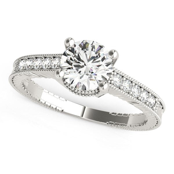14k White Gold Round Antique Style Diamond Engagement Ring (1 1/8 cttw) - The Best Accessory