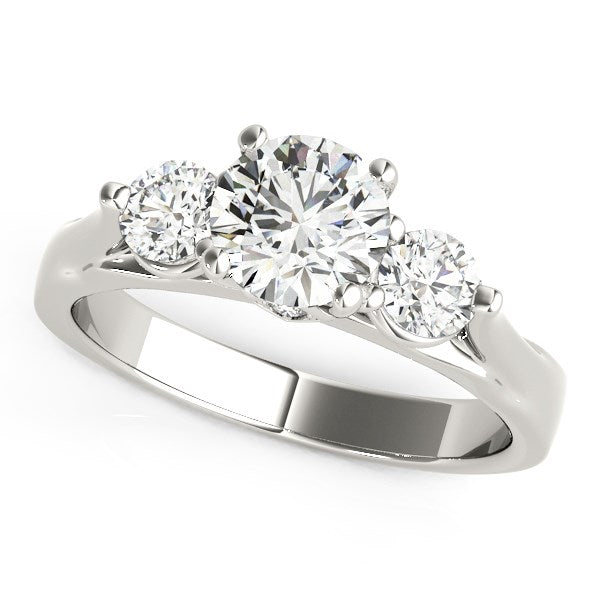 14k White Gold 3 Stone Prong Setting Diamond Engagement Ring (1 3/8 cttw) - The Best Accessory