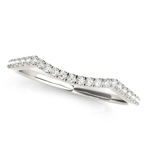14k White Gold Diamond Pave Set Curved Wedding Band (1/8 cttw) - The Best Accessory