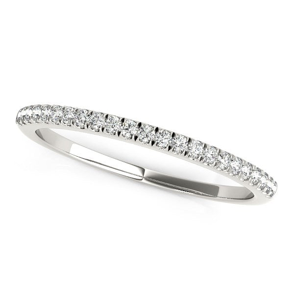 14k White Gold Scallop Style Setting Diamond Wedding Band (1/8 cttw) - The Best Accessory