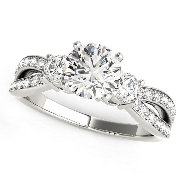 14k White Gold Split Shank Round Diamond Engagement Ring (1 5/8 cttw) - The Best Accessory