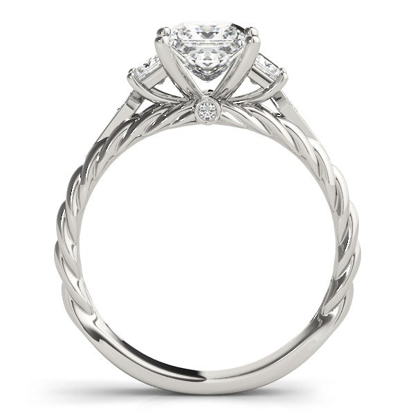14k White Gold Princess Cut 3 Stone Antique Style Diamond Ring (1 1/8 cttw) - The Best Accessory