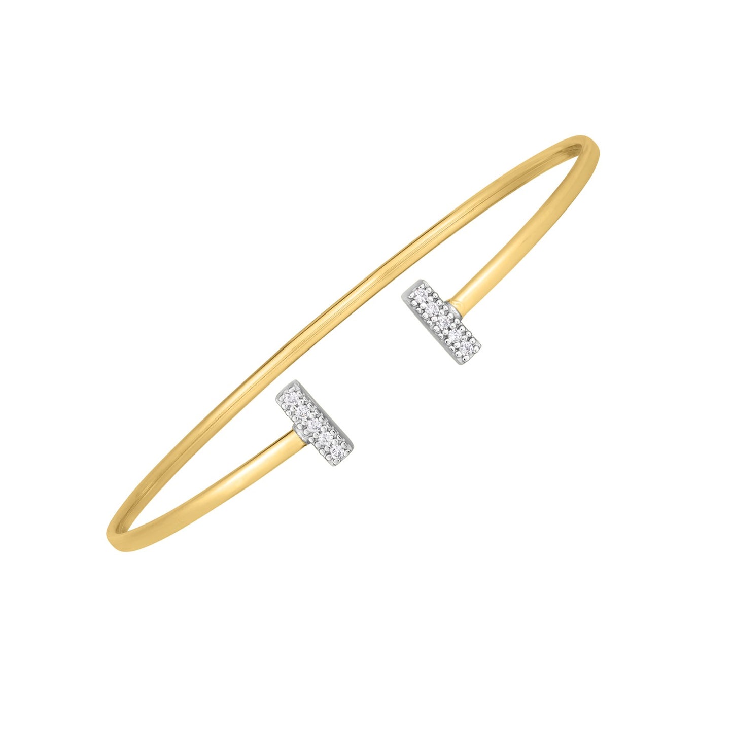14k Two Tone Gold Diamond Tee Bar Bangle (2.00 mm) - The Best Accessory