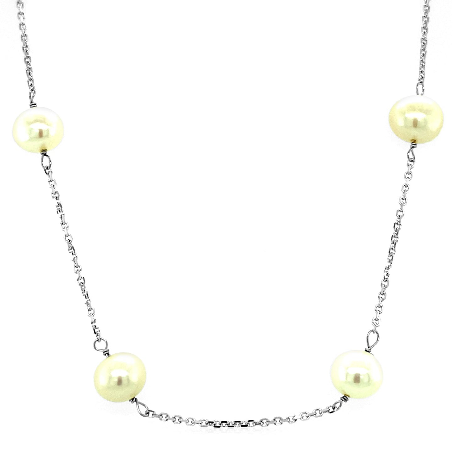 14k White Gold Necklace with White Pearls - The Best Accessory