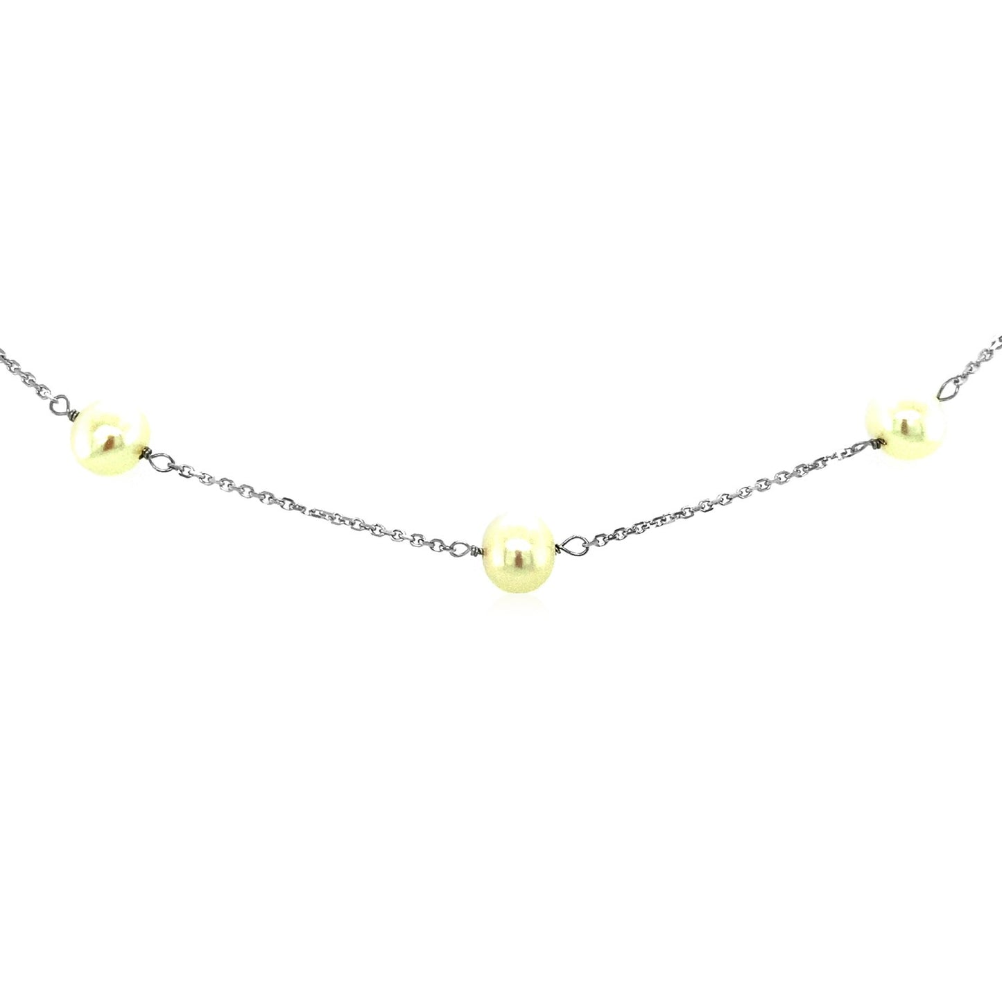 14k White Gold Necklace with White Pearls - The Best Accessory