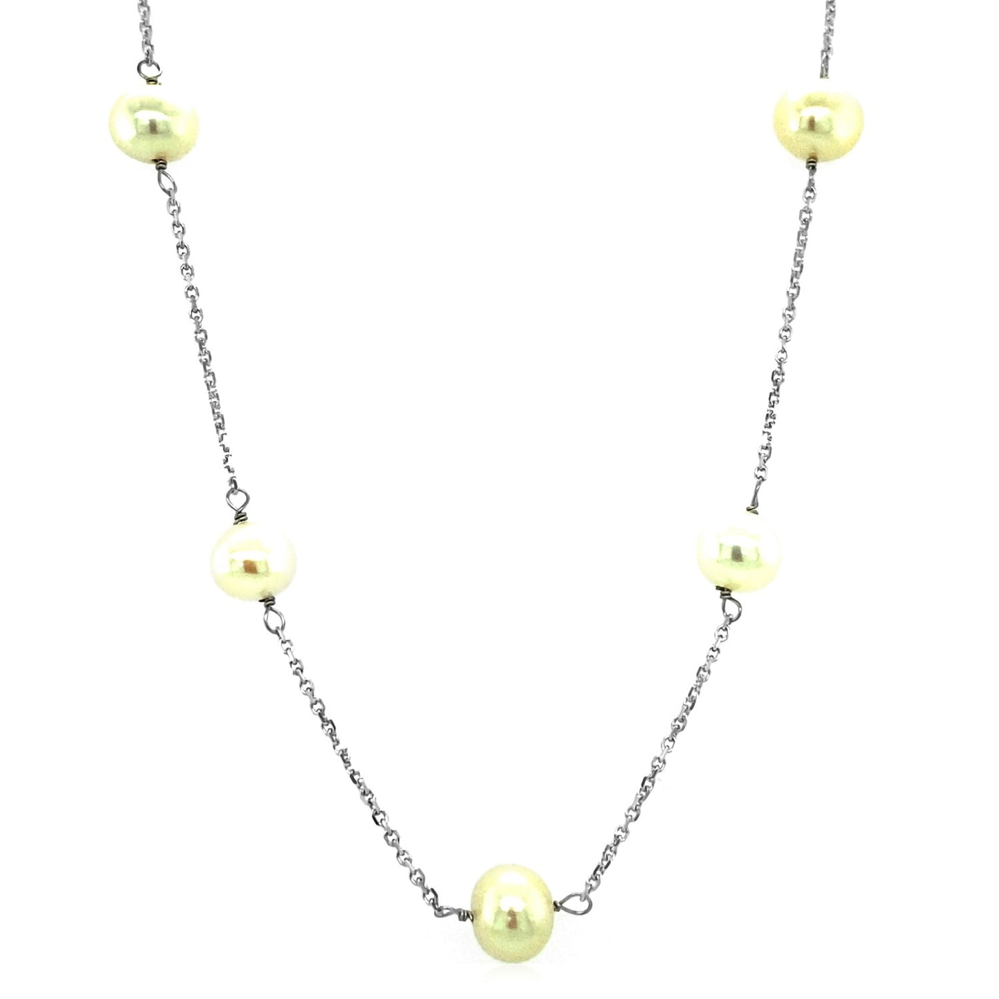 14k White Gold Necklace with White Pearls - The Best Accessory