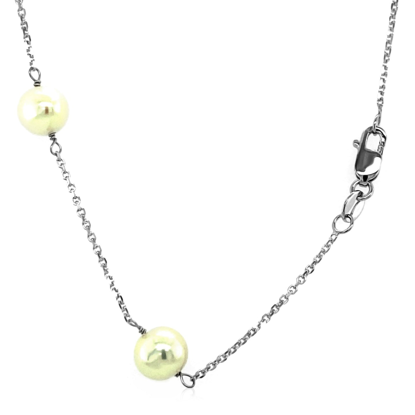 14k White Gold Necklace with White Pearls - The Best Accessory