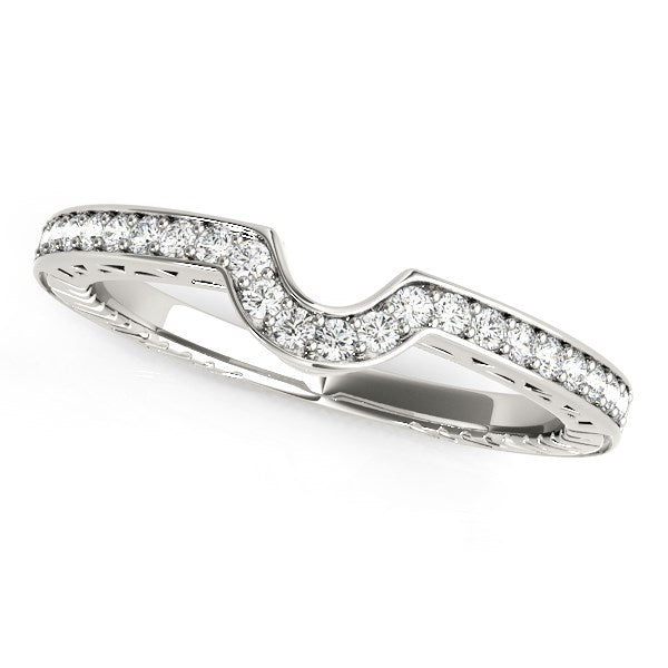 14k White Gold Prong Set Curved Wedding Band (1/8 cttw) - The Best Accessory
