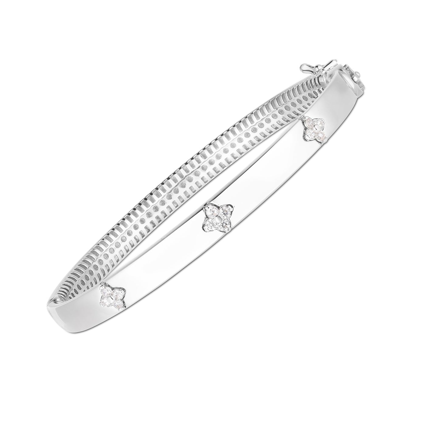 14k White Gold Trilogy Diamond Bangle (5.40 mm) - The Best Accessory
