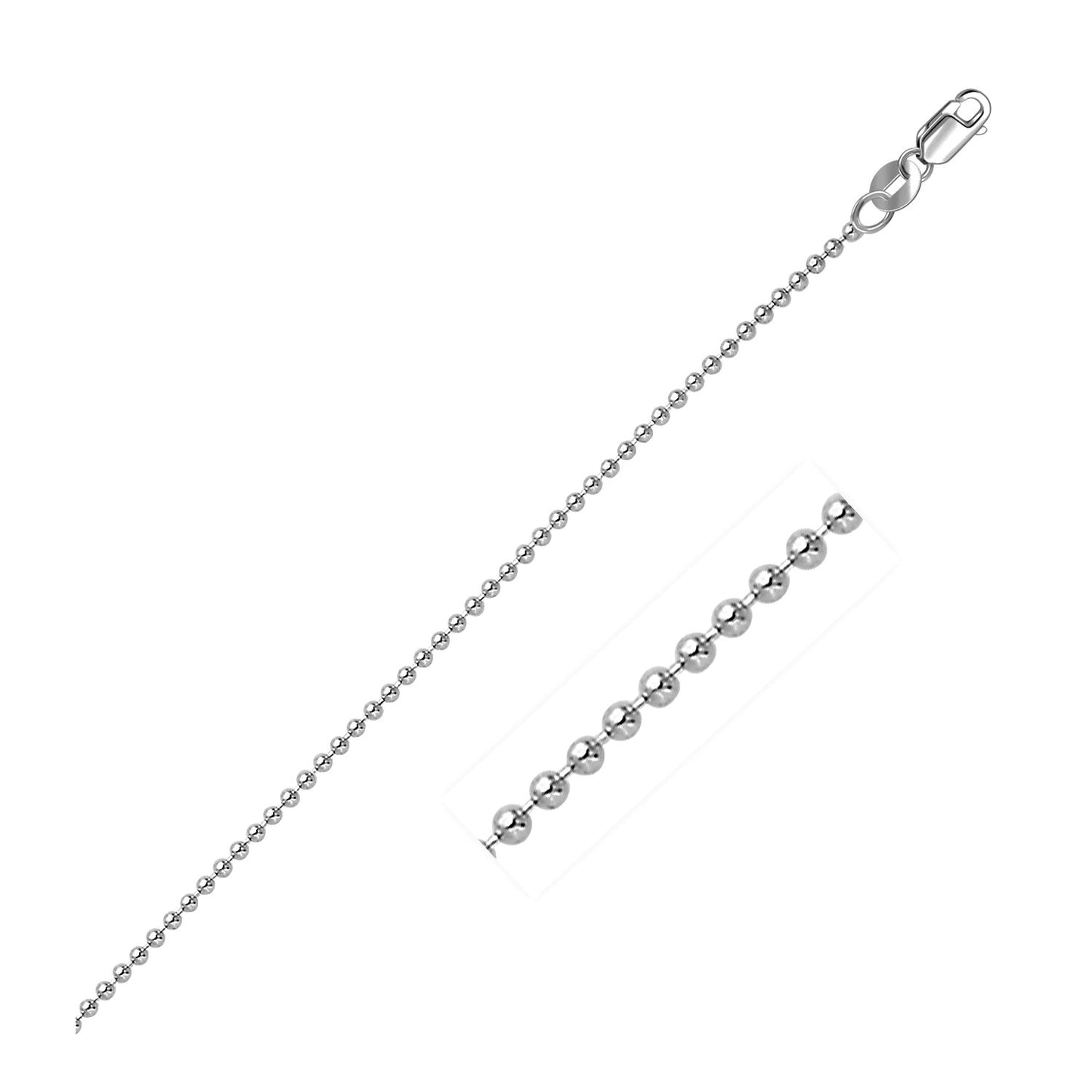 14k White Gold Bead Chain 1.5mm (1.50 mm) - The Best Accessory