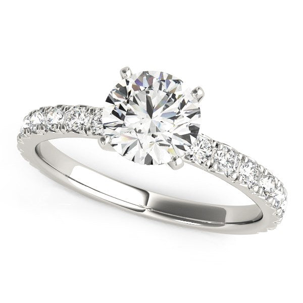 14k White Gold Single Row Shank Round Diamond Engagement Ring (1 1/3 cttw) - The Best Accessory