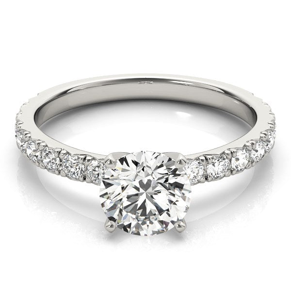 14k White Gold Single Row Shank Round Diamond Engagement Ring (1 1/3 cttw) - The Best Accessory