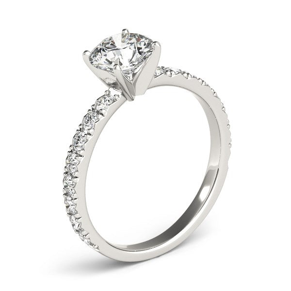 14k White Gold Single Row Shank Round Diamond Engagement Ring (1 1/3 cttw) - The Best Accessory