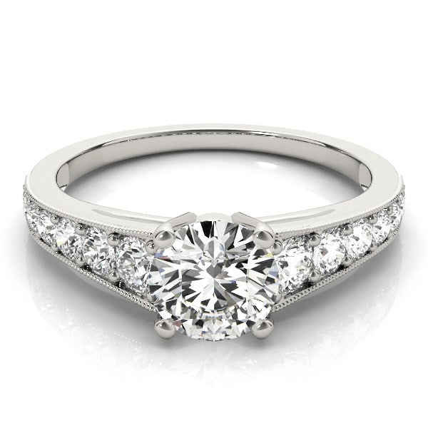14k White Gold Antique Tapered Shank Diamond Engagement Ring (1 3/8 cttw) - The Best Accessory