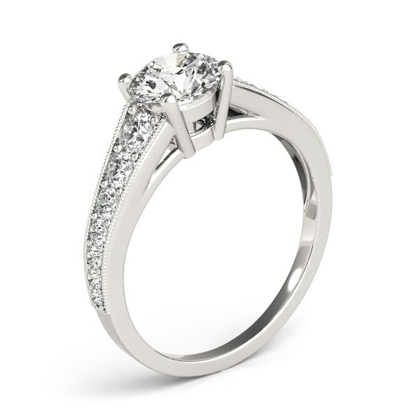 14k White Gold Antique Tapered Shank Diamond Engagement Ring (1 3/8 cttw) - The Best Accessory