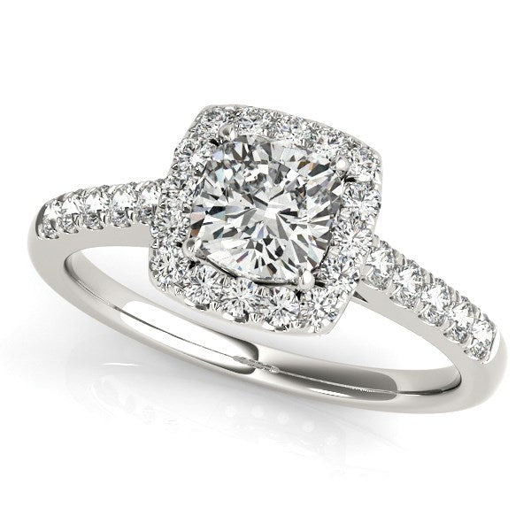 14k White Gold Square Outer Shape Round Diamond Engagement Ring (3/4 cttw) - The Best Accessory