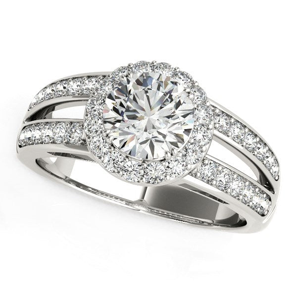 14k White Gold Round Split Shank Style Diamond Engagement Ring (1 1/2 cttw) - The Best Accessory