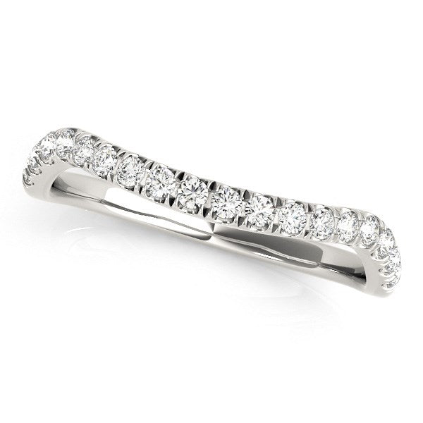 14k White Gold Curved Design Diamond Wedding Band (1/4 cttw) - The Best Accessory