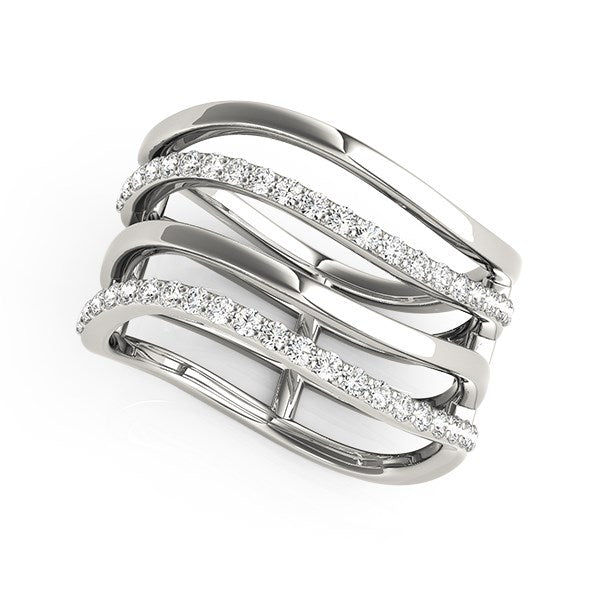 14k White Gold Multiple Band Design Ring with Diamonds (3/8 cttw) - The Best Accessory