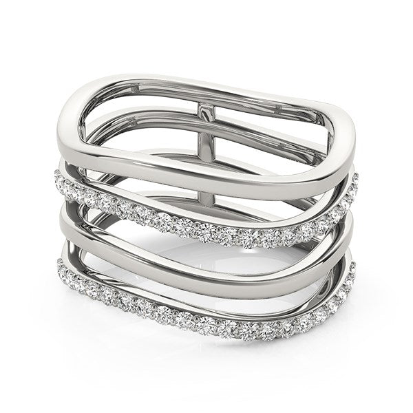 14k White Gold Multiple Band Design Ring with Diamonds (3/8 cttw) - The Best Accessory