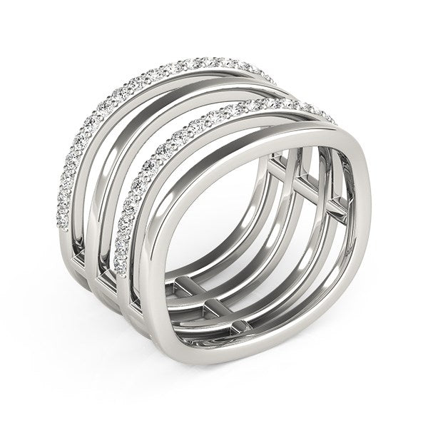 14k White Gold Multiple Band Design Ring with Diamonds (3/8 cttw) - The Best Accessory