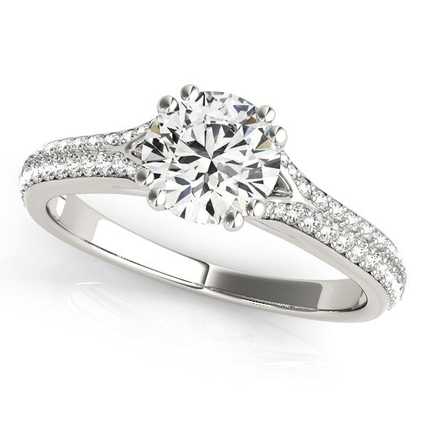 14k White Gold Double Prong Multirow Band Diamond Engagement Ring (1 1/8 cttw) - The Best Accessory