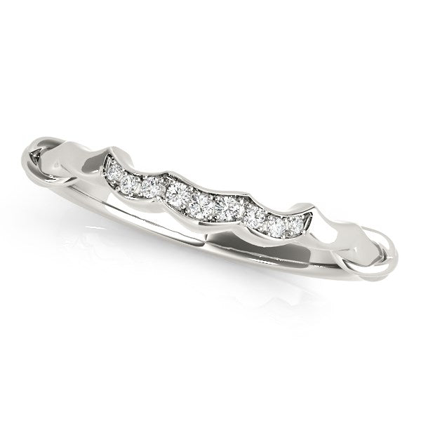 14k White Gold Scallop Wedding Band (1/20 cttw) - The Best Accessory