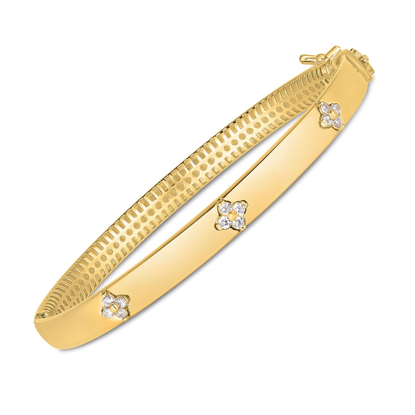 14k Yellow Gold Trilogy Diamond Bangle (5.40 mm) - The Best Accessory