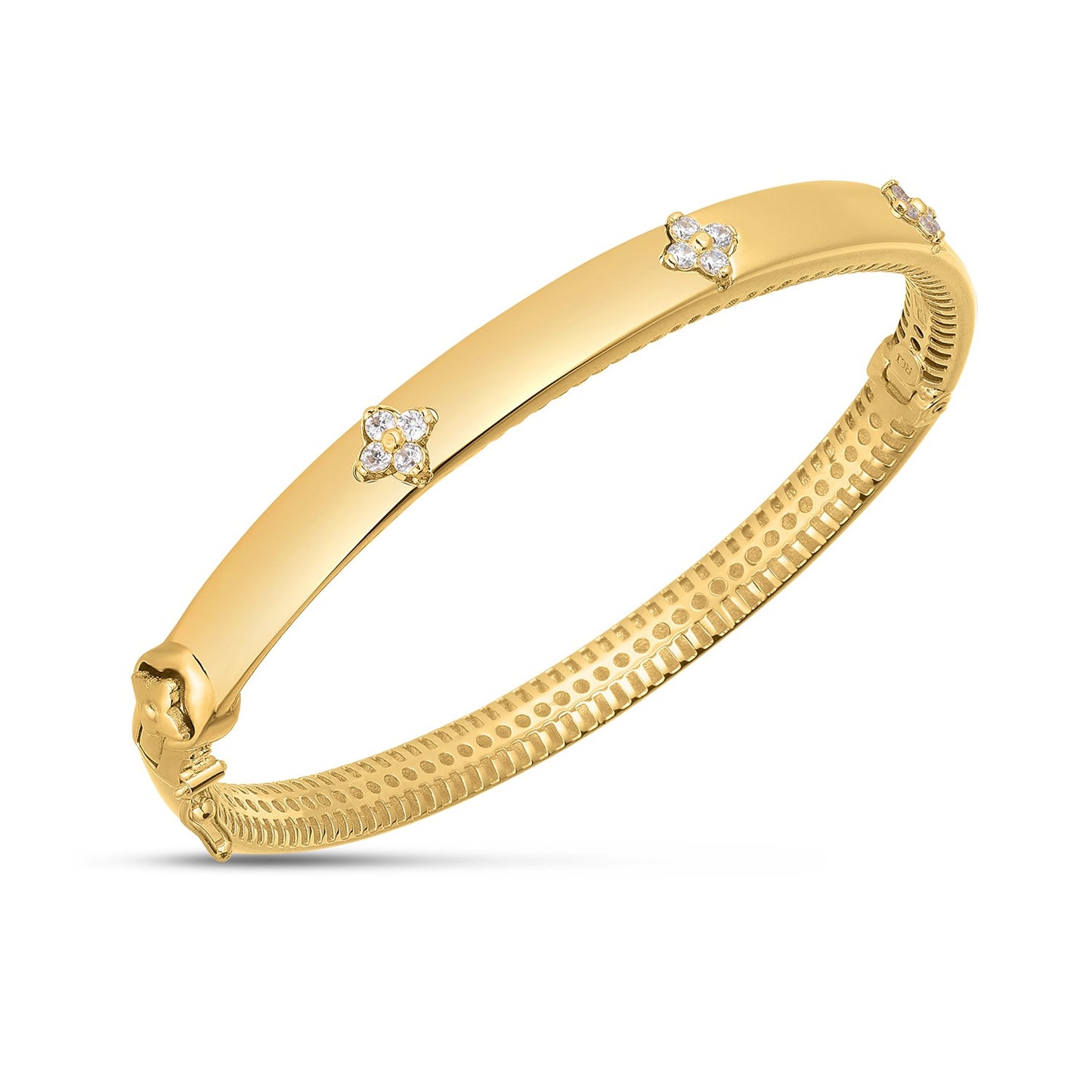 14k Yellow Gold Trilogy Diamond Bangle (5.40 mm) - The Best Accessory