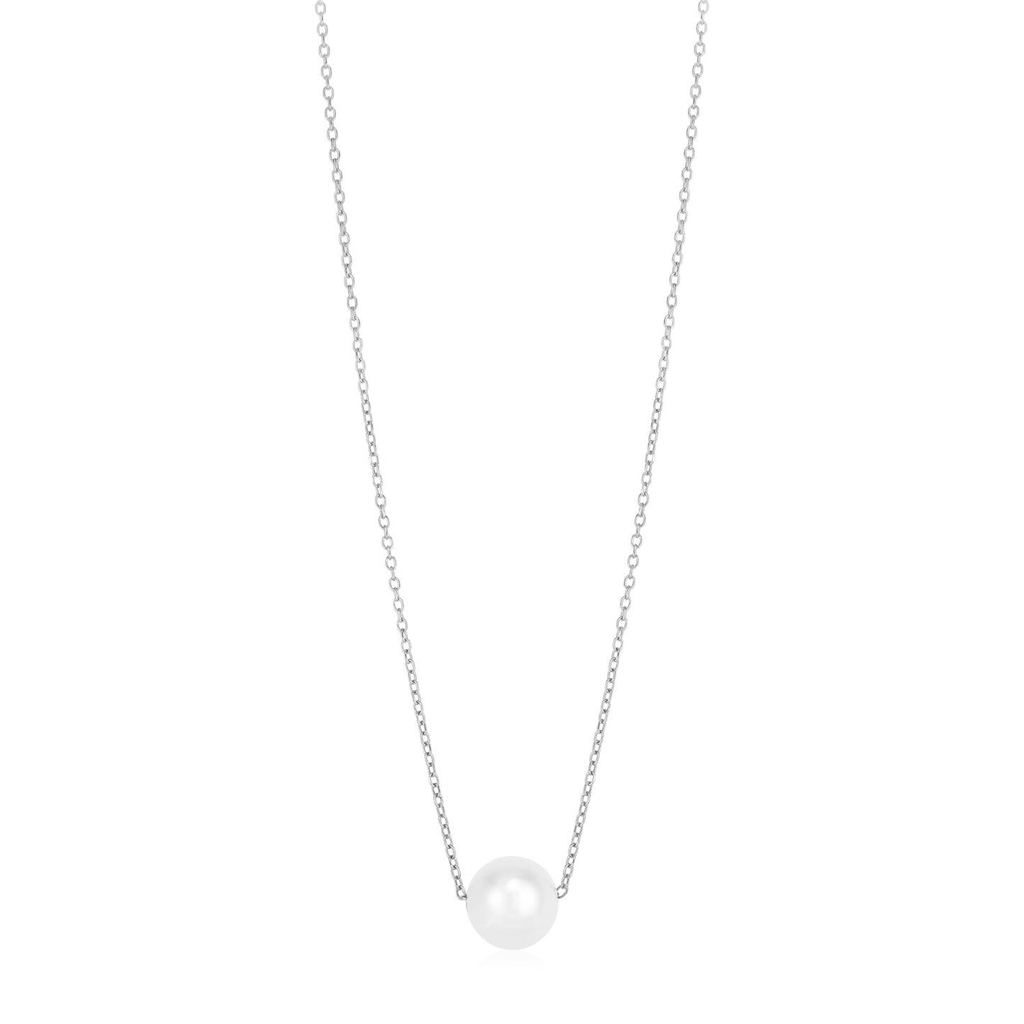 14k White Gold Pearl Solitaire Necklace - The Best Accessory