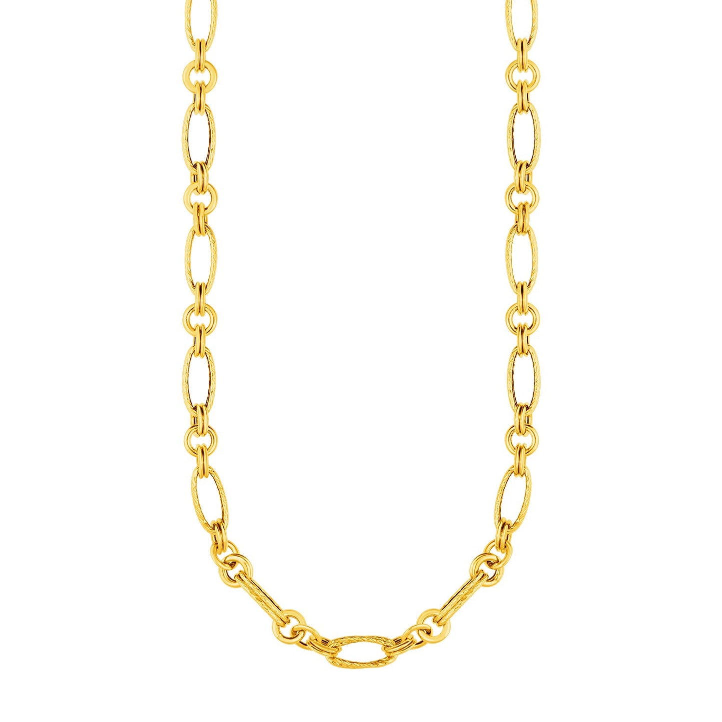 14k Yellow Gold Twisted and Polished Link Necklace - The Best Accessory