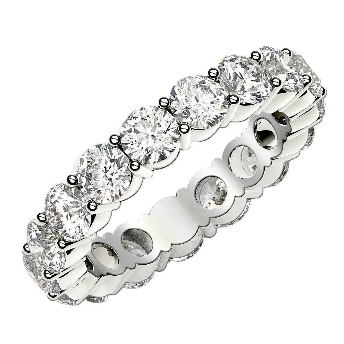 Round Cut Lab Grown Diamond Eternity Ring in 14k White Gold (3 cttw FG/VS2) - The Best Accessory