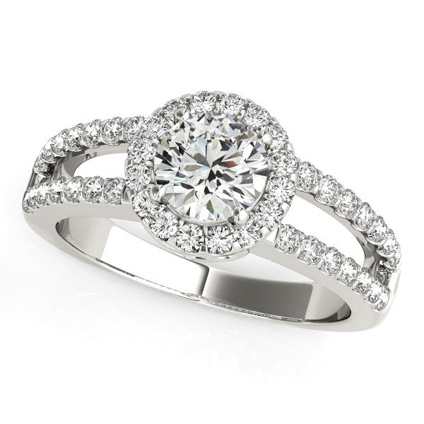 14k White Gold Round Diamond Split Shank Design Engagement Ring (7/8 cttw) - The Best Accessory