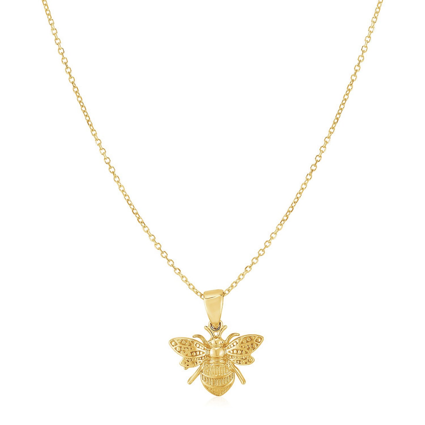14K Yellow Gold Bee Necklace - The Best Accessory