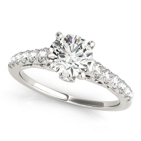 14k White Gold Scalloped Single Row Band Diamond Engagement Ring (1 3/8 cttw) - The Best Accessory