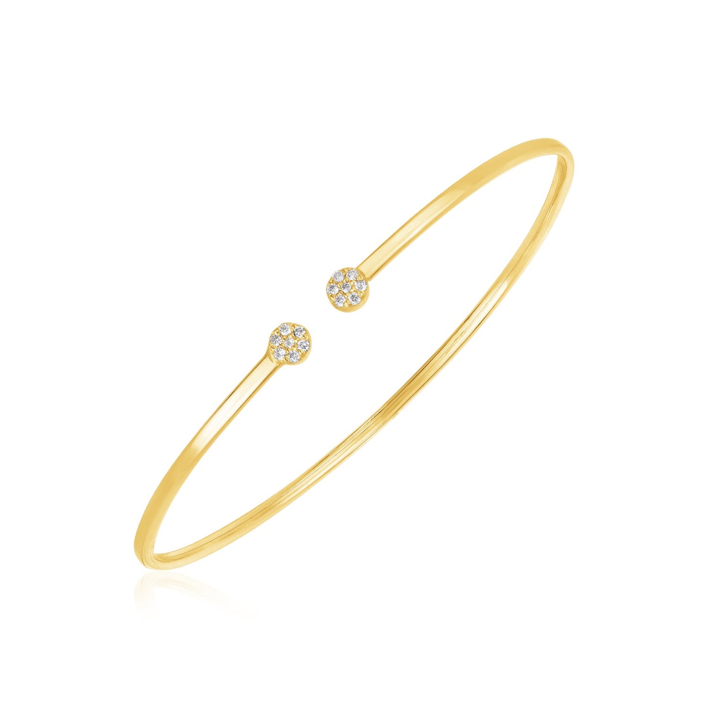 14k Yellow Gold High Polish Diamond Cluster Bangle (2.00 mm) - The Best Accessory