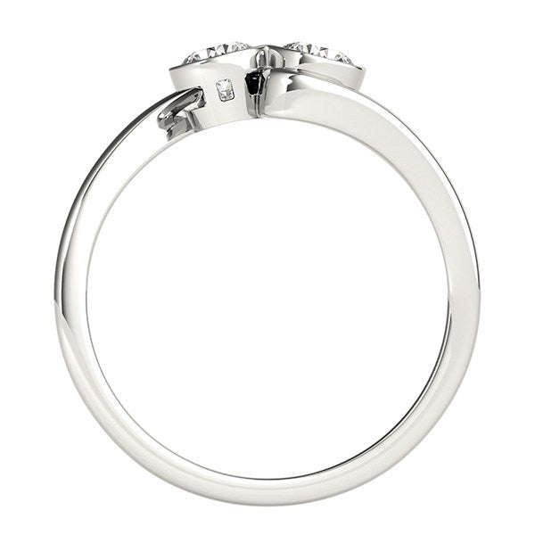 14k White Gold Bezel Set Curved Band Two Stone Diamond Ring (1/2 cttw) - The Best Accessory