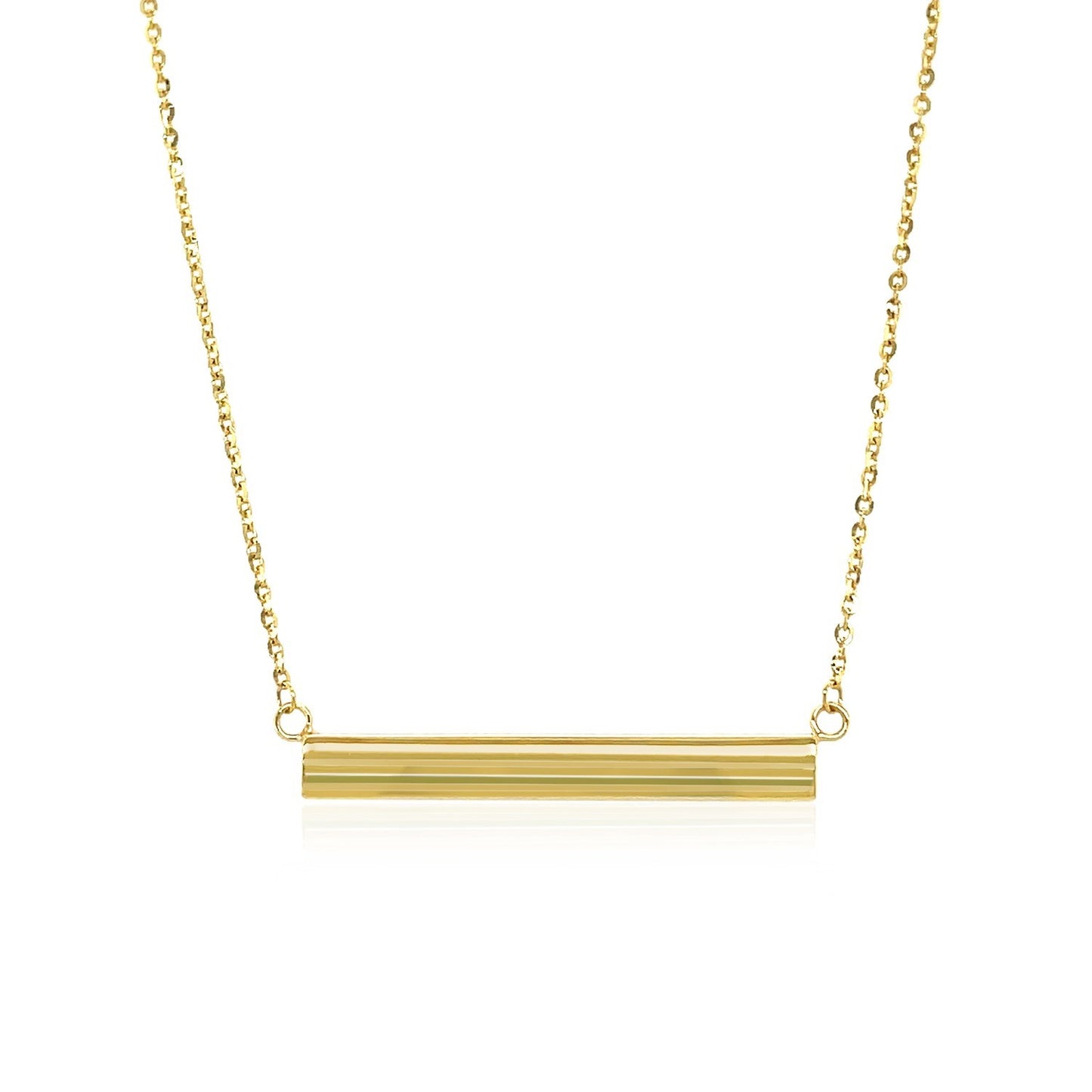 14k Yellow Gold Chain Necklace with a Shiny Flat Bar - The Best Accessory