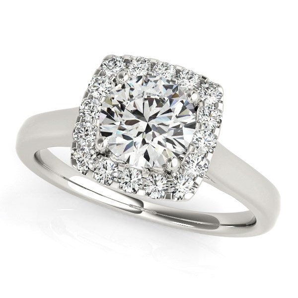 14k White Gold Square Shape Border Diamond Engagement Ring (1 1/3 cttw) - The Best Accessory