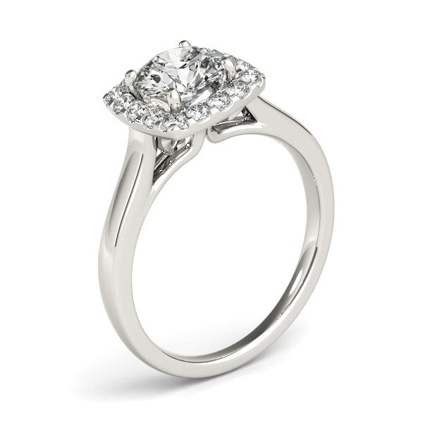 14k White Gold Square Shape Border Diamond Engagement Ring (1 1/3 cttw) - The Best Accessory