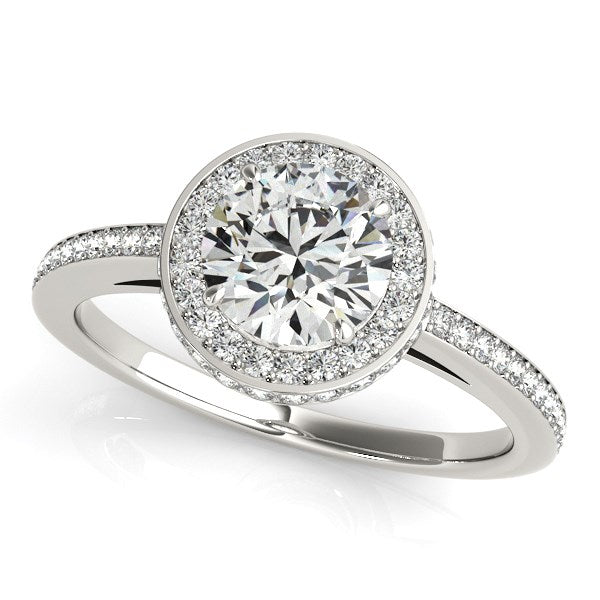 14k White Gold Round Diamond Engagement Ring with Pave Set Halo (1 1/2 cttw) - The Best Accessory