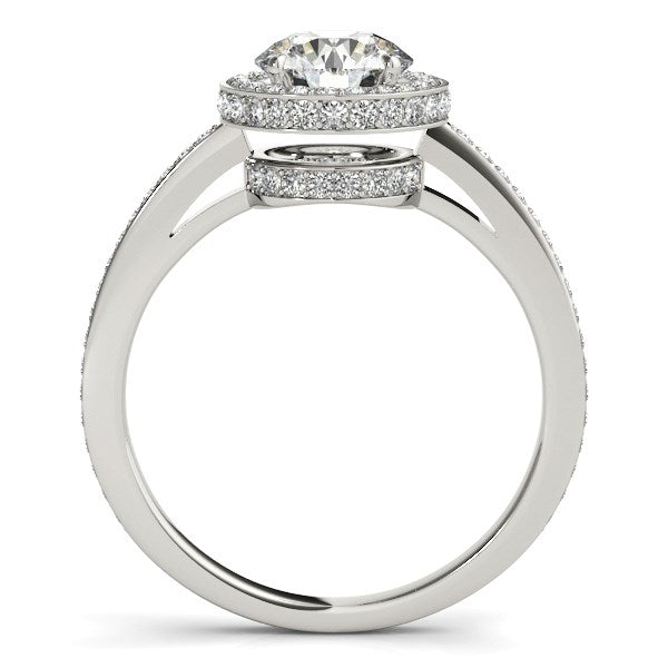 14k White Gold Round Diamond Engagement Ring with Pave Set Halo (1 1/2 cttw) - The Best Accessory