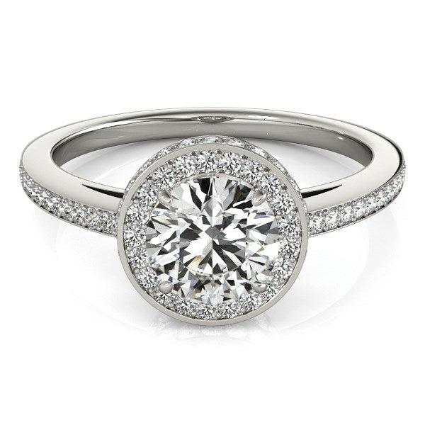14k White Gold Round Diamond Engagement Ring with Pave Set Halo (1 1/2 cttw) - The Best Accessory