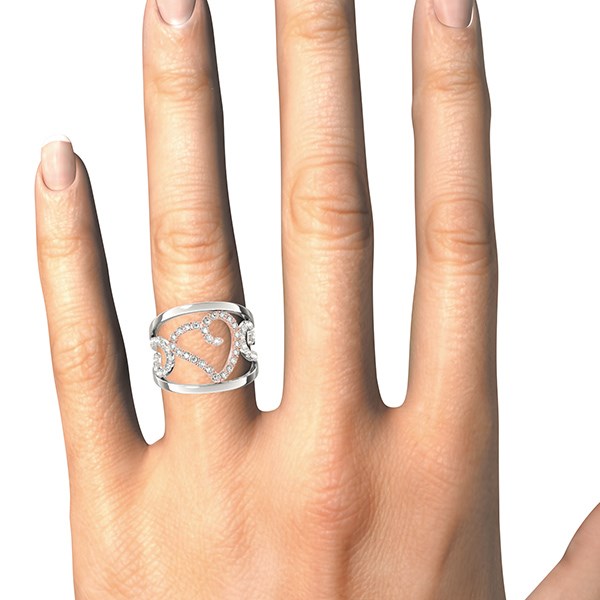 Heart Motif Filigree Style Diamond Ring in 14k White And Rose Gold (1/4 cttw) - The Best Accessory