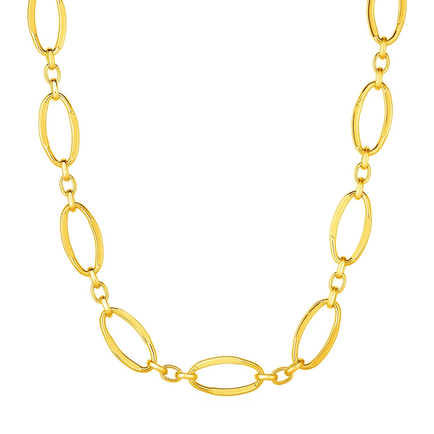14k Yellow Gold Necklace with Polished Oval Links - The Best Accessory